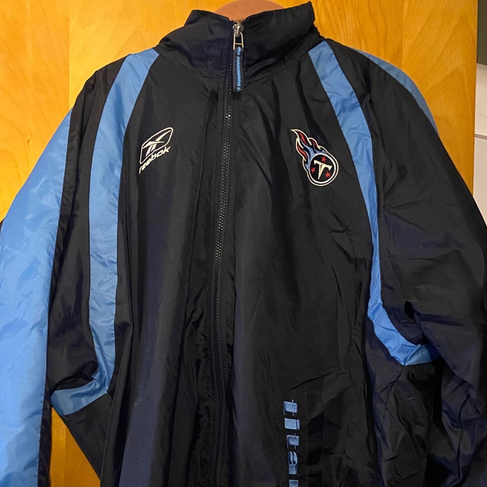 Reebok Black and Light Blue Tennessee Titans Windbreaker Jacket